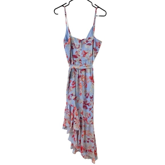 Eliza J floral asymmetrical formal blue and pink maxi dress - Picture 6 of 8